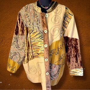 Bohemian Patchwork Teddy Jacket 1X 2X 28p